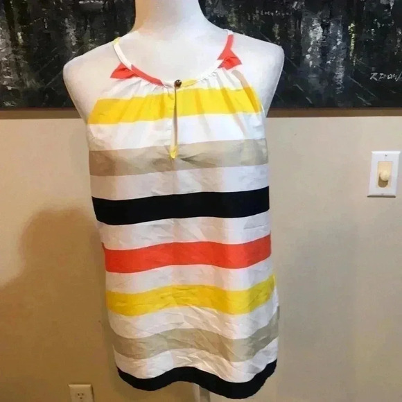 Banana Republic Cami Stripe Razor Back Silk Feel Tank Top-Size M - Picture 1 of 8